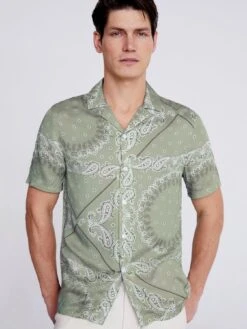 MOSS Batik Printed Cuban Collar Shirt