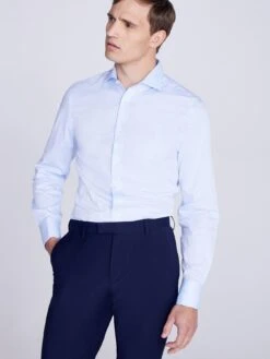 MOSS Tailored Fit Dobby Double Cuff Shirt