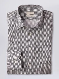 MOSS Tailored Fit Geo Printed Stretch Shirt