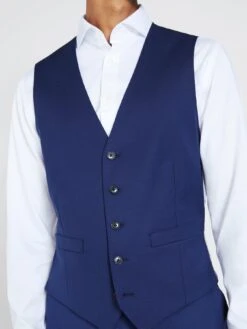 MOSS Tailored Fit Twill Waistcoat -Barbou Clothing Shop 10S2M SQ4 0000000020 BLUE MDd