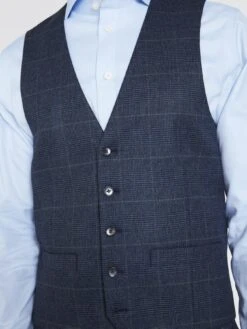 MOSS Regular Fit Check Waistcoat -Barbou Clothing Shop 10VD3 SQ4 0000000020 BLUE MDd