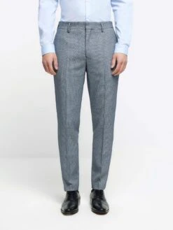 River Island Skinny Fit Dogtooth Suit Trousers
