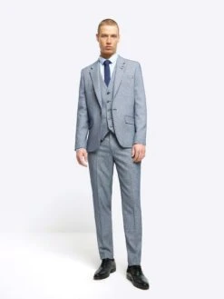 River Island Skinny Fit Dogtooth Suit Trousers 6 River Island Skinny Fit Dogtooth Suit Trousers -Barbou Clothing Shop 113VR SQ3 0000000020 BLUE MDo
