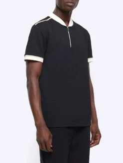 River Island Slim Fit Taped Baseball Collar Polo Shirt