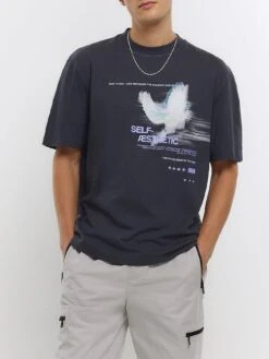 River Island Regular Fit Dove Graphic T-Shirt
