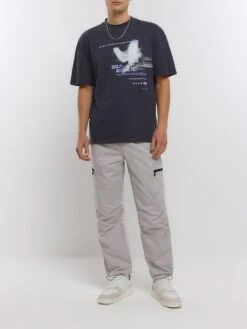 River Island Regular Fit Dove Graphic T-Shirt -Barbou Clothing Shop 113X2 SQ3 0000000005 GREY MDo