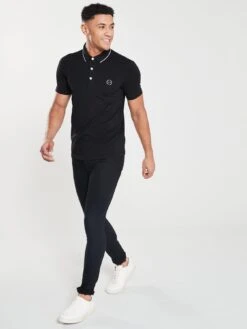 Armani Exchange Tipped Collar Polo Shirt - Black -Barbou Clothing Shop N4TUX SQ3 0000000004 BLACK MDo