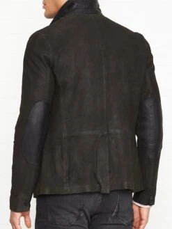 AllSaints Survey Leather Blazer - Washed Black -Barbou Clothing Shop NPLXN SQ4 0000000004 BLACK MDb