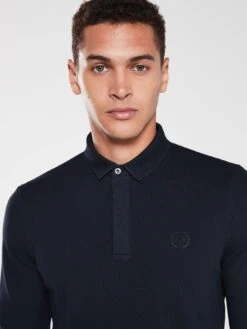 Armani Exchange Long Sleeved Logo Polo Shirt - Navy -Barbou Clothing Shop NXYPC SQ4 0000000048 NAVY MDd