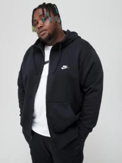 Nike NSW Club Fleece Full Zip Hoodie (Plus Size) - Black