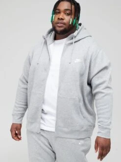 Nike Sportswear Club Fleece Full Zip Hoodie (Plus Size) - Dark Grey