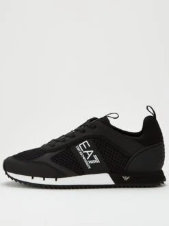 EA7 Emporio Armani Logo Runner Trainers - Black/White -Barbou Clothing Shop PM43Q SQ3 0000000004 BLACK SLs