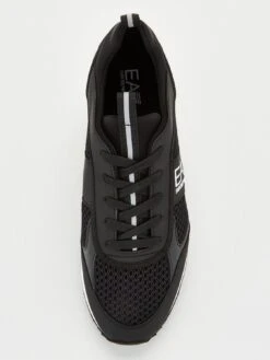 EA7 Emporio Armani Logo Runner Trainers - Black/White -Barbou Clothing Shop PM43Q SQ4 0000000004 BLACK SLt