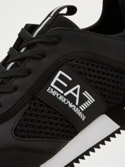 EA7 Emporio Armani Logo Runner Trainers - Black/White -Barbou Clothing Shop PM43Q SQ6 0000000004 BLACK SLd