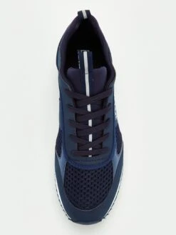 EA7 Emporio Armani Logo Runner Trainers - Navy -Barbou Clothing Shop PM43T SQ4 0000000048 NAVY SLt