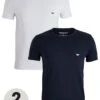 Emporio Armani Bodywear Pure Cotton Stretch Slim Fit T-Shirt (2 Pack) - White/Navy