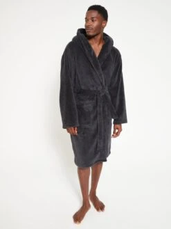 Everyday Supersoft Dressing Gown With Hood - Grey