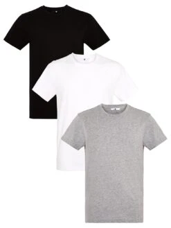Everyday 3 Pack Of Essentials Crew Neck T-Shirt - Black/White/Grey