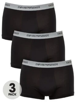 Emporio Armani Bodywear Bodywear 3 Pack Trunks - Black