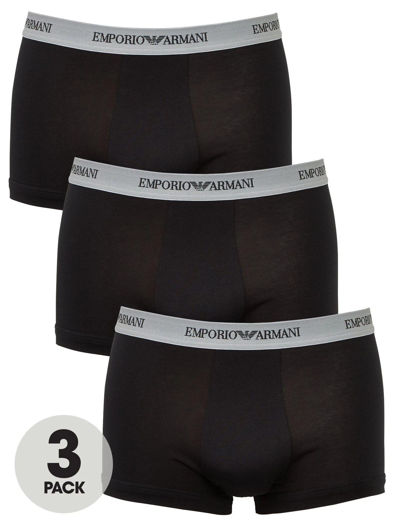 Emporio Armani Bodywear Bodywear 3 Pack Trunks - Black 1 Emporio Armani Bodywear Bodywear 3 Pack Trunks - Black