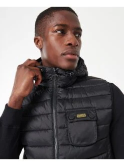 Barbour International Ousten Hooded Gilet - Black -Barbou Clothing Shop QPJVC SQ4 0000000004 BLACK MDd