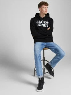 Jack & Jones Logo Overhead Hoodie - Black -Barbou Clothing Shop R7RX9 SQ4 0000000004 BLACK MDd