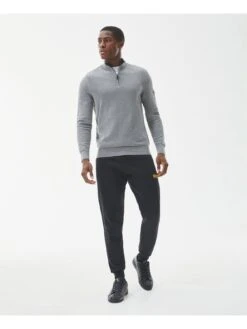 Barbour International Half Zip Knitted Jumper - Anthracite Marl  -Barbou Clothing Shop REQ4F SQ3 0000015503 ANTHRACITE MARL MDo