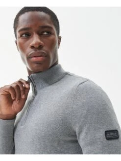 Barbour International Half Zip Knitted Jumper - Anthracite Marl  -Barbou Clothing Shop REQ4F SQ4 0000015503 ANTHRACITE MARL MDd