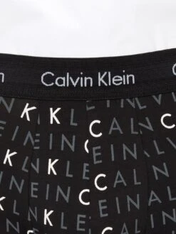 Calvin Klein 3 Pack Plain / Print Low Rise Trunks - Black/Grey -Barbou Clothing Shop RKTHJ SQ3 0000000114 BLACK GREY SLd