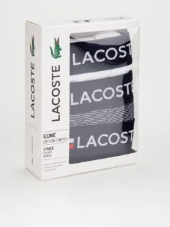 Lacoste 3 Pack Striped Boxer Shorts - Navy/White -Barbou Clothing Shop RTWJH SQ3 0000000025 NAVY WHITE SLd