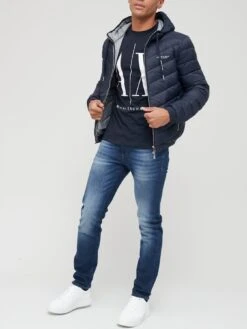 Armani Exchange Hooded Padded Down Fill Jacket - Navy  -Barbou Clothing Shop T4YUU SQ3 0000000048 NAVY MDo