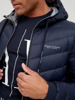 Armani Exchange Hooded Padded Down Fill Jacket - Navy  -Barbou Clothing Shop T4YUU SQ4 0000000048 NAVY MDd