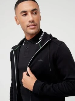 BOSS Saggy Curved Logo Zip Thru Hoodie - Black -Barbou Clothing Shop TQHKR SQ4 0000000004 BLACK MDd