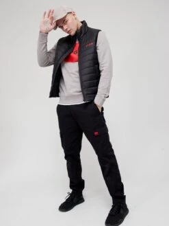 HUGO Slim Fit Water Repellent Padded Gilet With Contrast Logo - Black -Barbou Clothing Shop TRR9D SQ3 0000000004 BLACK MDo