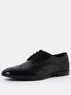 River Island Wide Fit Lace Up Brogue Derby Shoes - Black