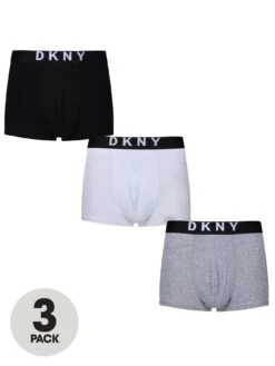 DKNY 3 Pack New York Trunks - Black/White/Grey