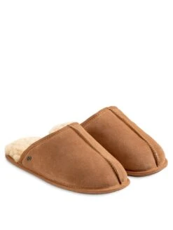 Just Sheepskin Donmar Overlocked Raised Seam Sheepskin Mule Slipper - Chestnut