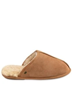 Just Sheepskin Donmar Overlocked Raised Seam Sheepskin Mule Slipper - Chestnut -Barbou Clothing Shop TTQKK SQ3 0000000465 CHESTNUT SLs