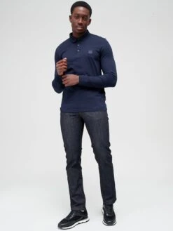 BOSS Passerby Slim Fit Long Sleeve Polo Shirt-Dark Blue -Barbou Clothing Shop TTQNV SQ3 0000000354 DARK BLUE MDo