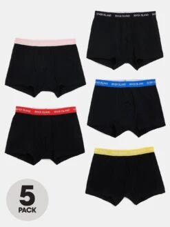 River Island 5 Pack Coloured Waistband Trunks - Multi