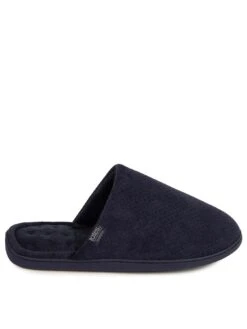 TOTES Mens Airtex Suedette Mule Slippers With 360 Comfort & PillowStep  - Navy