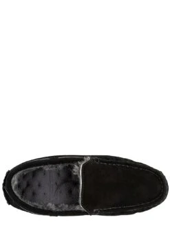 TOTES Mens Real Suede Moccasin Slippers - Black -Barbou Clothing Shop UHHT3 SQ4 0000000004 BLACK SLt