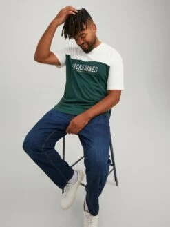 Jack & Jones Jack & Jones Plus Colour Block T-Shirt - Green -Barbou Clothing Shop UJRM7 SQ3 0000000047 GREEN MDo