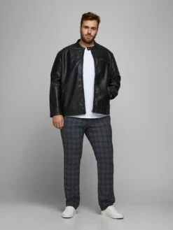 Jack & Jones Plus Rocky Faux Leather Jacket - Black -Barbou Clothing Shop UJRP9 SQ3 0000000004 BLACK MDo