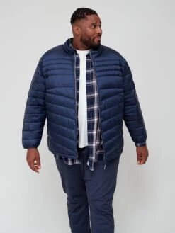 Jack & Jones Plus Padded Zip Through Jacket - Navy Blazer -Barbou Clothing Shop UJRU4 SQ5 0000001379 NAVY BLAZER MDd1