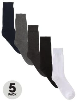 Everyday Plain Socks - White/Black/Charcoal/Grey Marl/Navy
