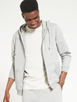 Everyday Essential Zip Through Hoodie Grey Marl - Grey Marl