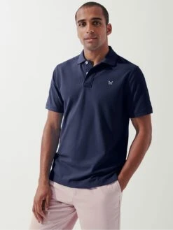 Crew Clothing Stretch Pique Polo Shirt - Navy Blue