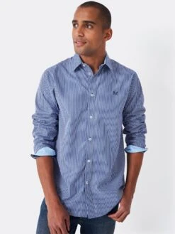 Crew Clothing Crew Classic Micro Stripe Shirt - Light Blue