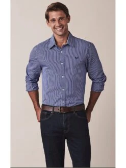 Crew Clothing Crew Classic Micro Stripe Shirt - Light Blue -Barbou Clothing Shop UNP33 SQ6 0000000150 LIGHT BLUE MDd2